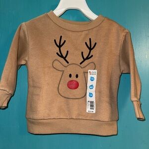 Reindeer Graphic Kids Sweatshirt - Beige